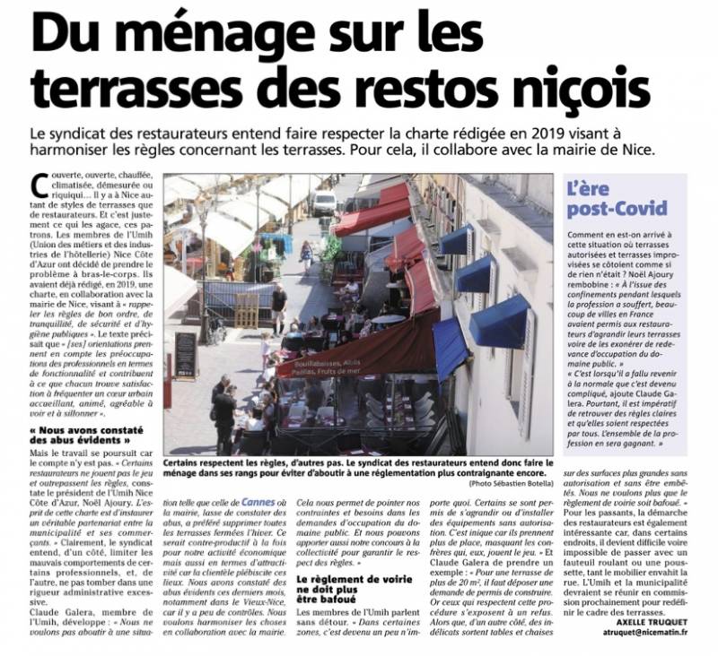 Du ménage sur les terrasses des restos niçois